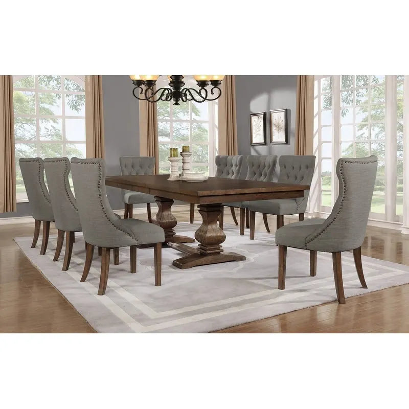 Set da pranzo Best Quality Furniture 9 pezzi in noce con estensione da 18 pollici