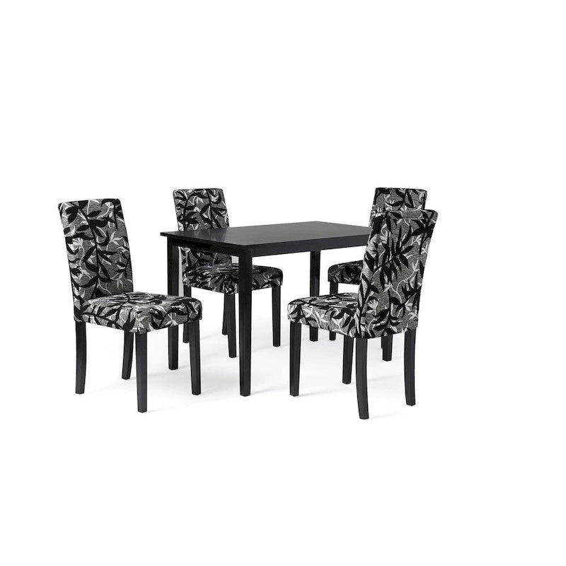 Set da pranzo di 5 pezzi con tavolo e sedie Simple Living Parson, nero e argento