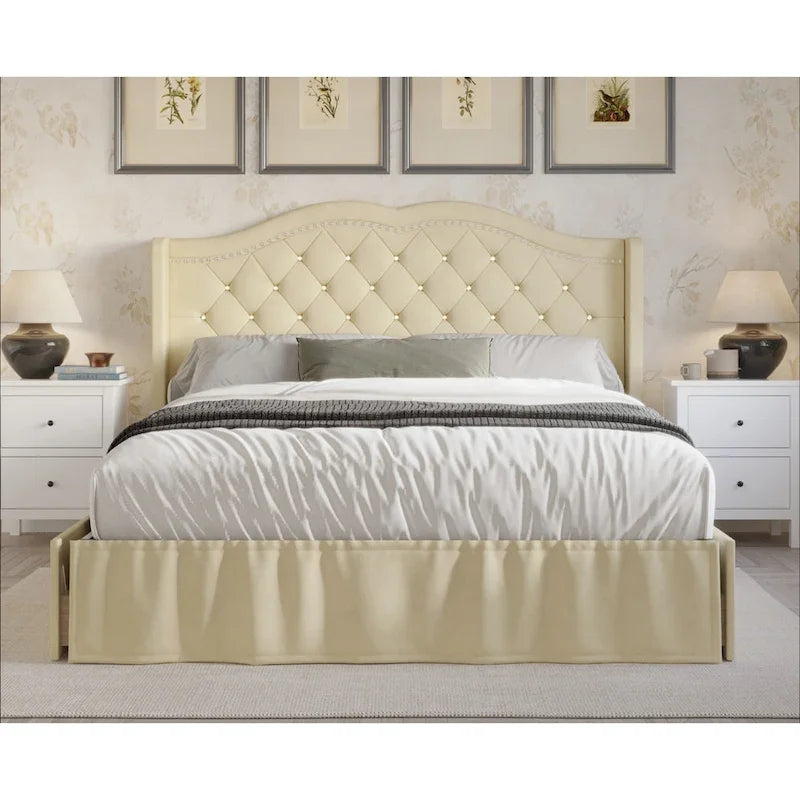 Martha Tufted Upholstered Storage Panel Bed