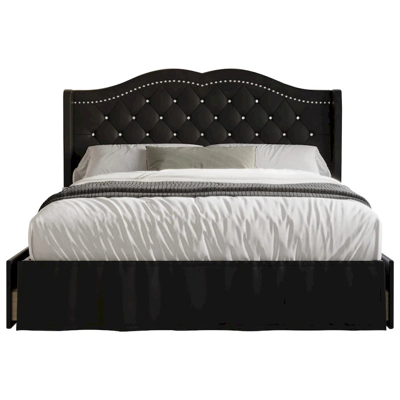 Martha Tufted Upholstered Storage Panel Bed