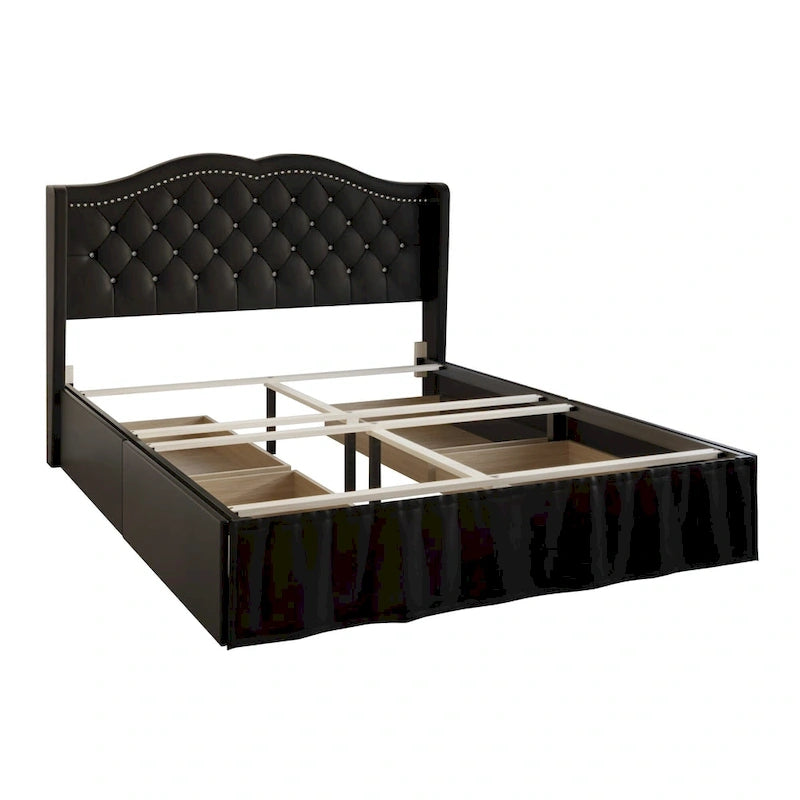 Martha Tufted Upholstered Storage Panel Bed