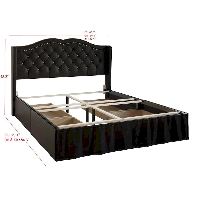 Martha Tufted Upholstered Storage Panel Bed