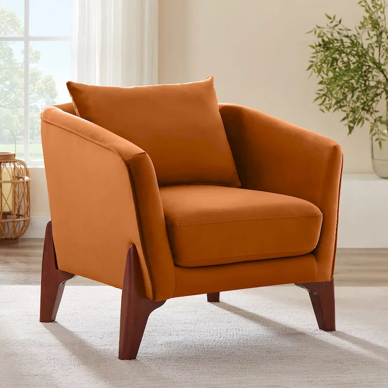 VANOMi Poltrona Accent larga da 78 cm in stile moderno di metà secolo con gambe in legno di caucciù