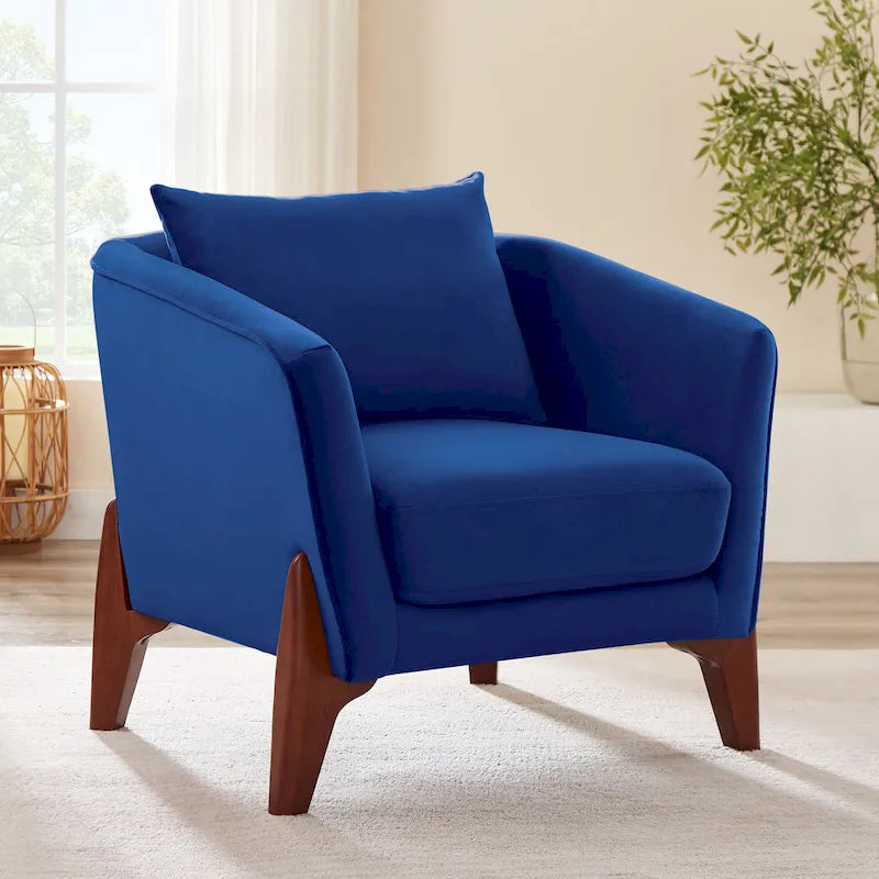 VANOMi Poltrona Accent larga da 78 cm in stile moderno di metà secolo con gambe in legno di caucciù