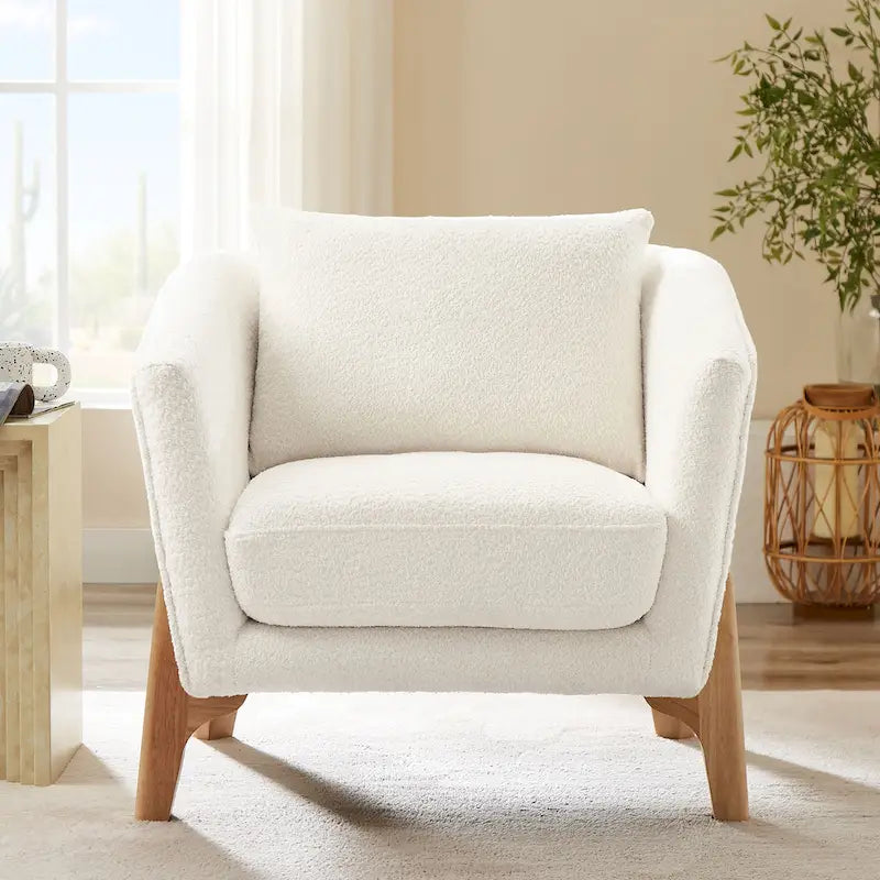 VANOMi Poltrona Accent larga da 78 cm in stile moderno di metà secolo con gambe in legno di caucciù