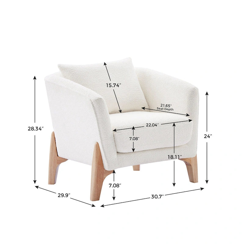VANOMi Poltrona Accent larga da 78 cm in stile moderno di metà secolo con gambe in legno di caucciù