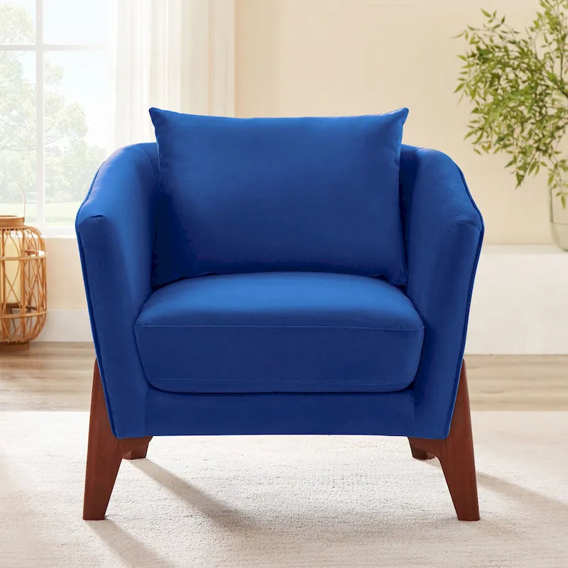 VANOMi Poltrona Accent larga da 78 cm in stile moderno di metà secolo con gambe in legno di caucciù