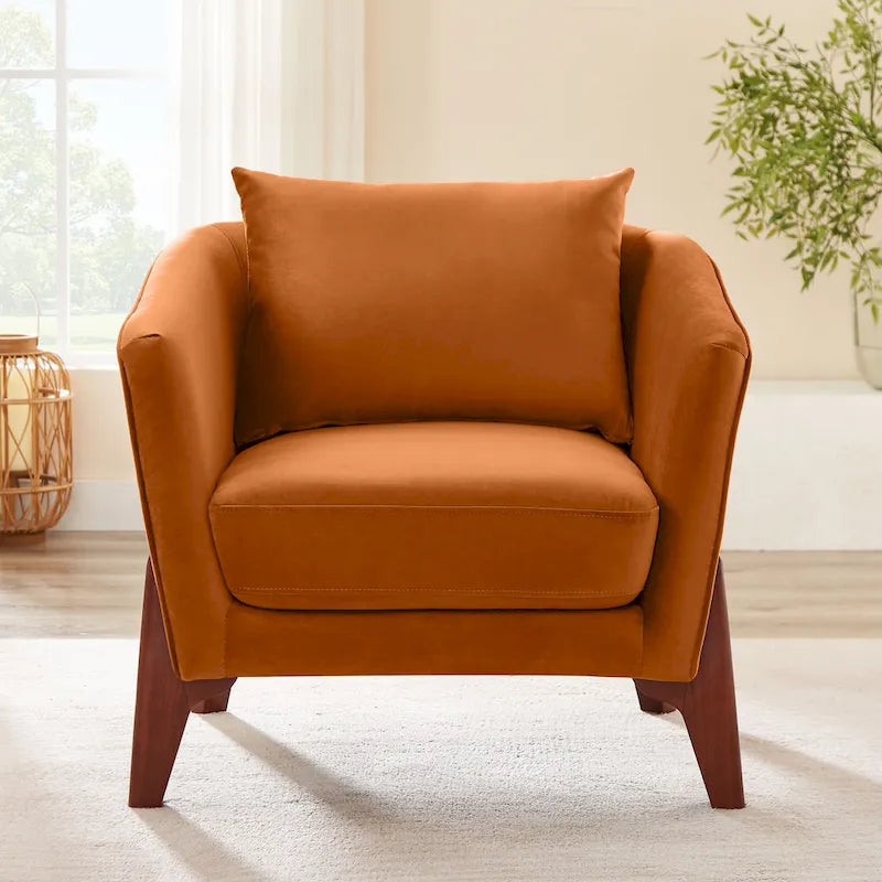 VANOMi Poltrona Accent larga da 78 cm in stile moderno di metà secolo con gambe in legno di caucciù