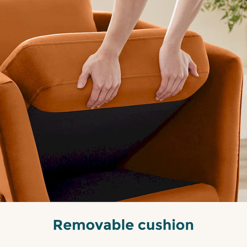 VANOMi Poltrona Accent larga da 78 cm in stile moderno di metà secolo con gambe in legno di caucciù
