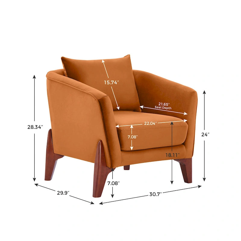 VANOMi Poltrona Accent larga da 78 cm in stile moderno di metà secolo con gambe in legno di caucciù