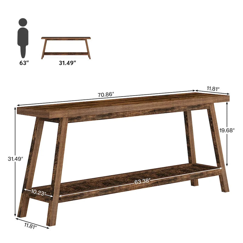 Tavolo Consolle da Ingresso Stile Rustico 180 cm