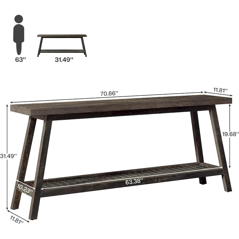 Tavolo Consolle da Ingresso Stile Rustico 180 cm