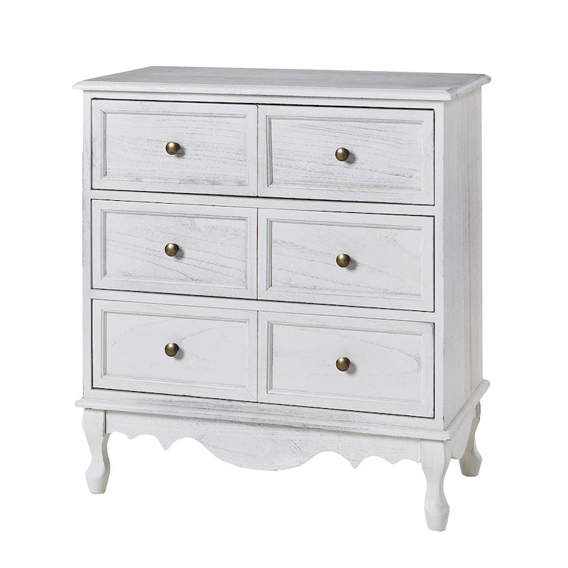 Comodino a 3 cassetti Pallantium Farmhouse 30Tall Distressed con gambe in legno massello e piedini regolabili di HULALA HOME