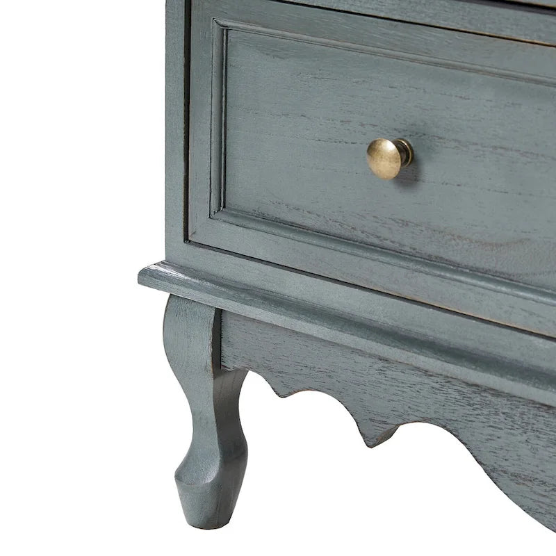 Comodino a 3 cassetti Pallantium Farmhouse 30Tall Distressed con gambe in legno massello e piedini regolabili di HULALA HOME