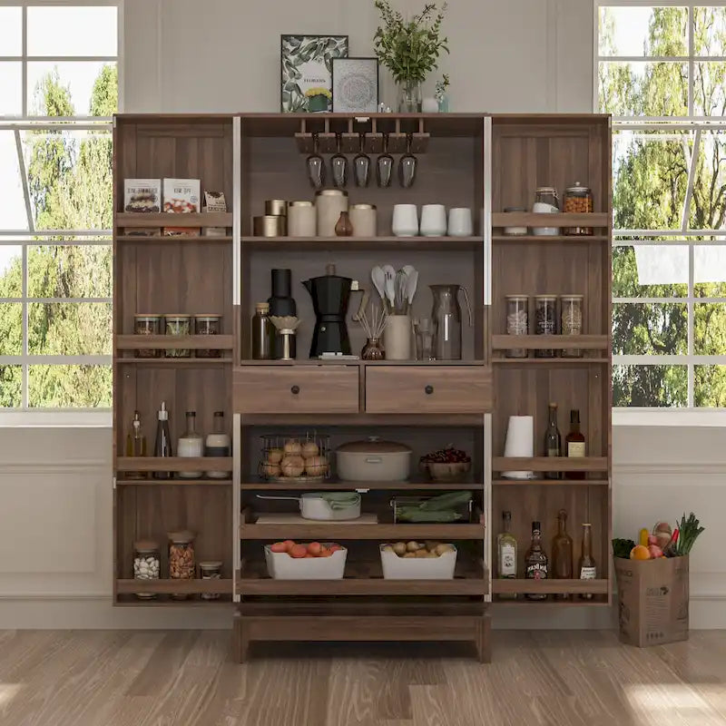 Mobile Cucina Multifunzione e Cantinetta Portabicchieri da Vino Dispensa
