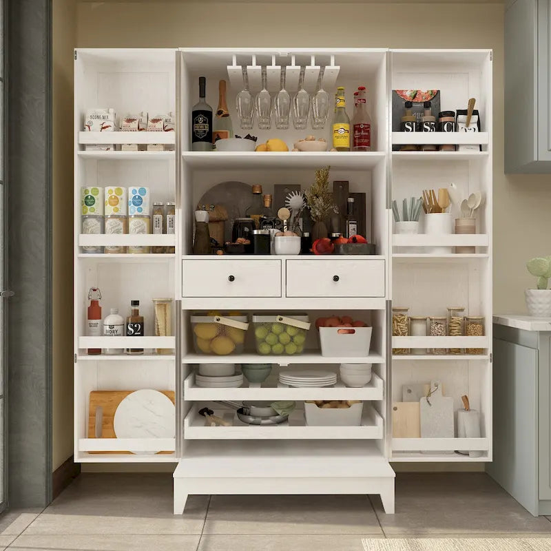 Mobile Cucina Multifunzione e Cantinetta Portabicchieri da Vino Dispensa