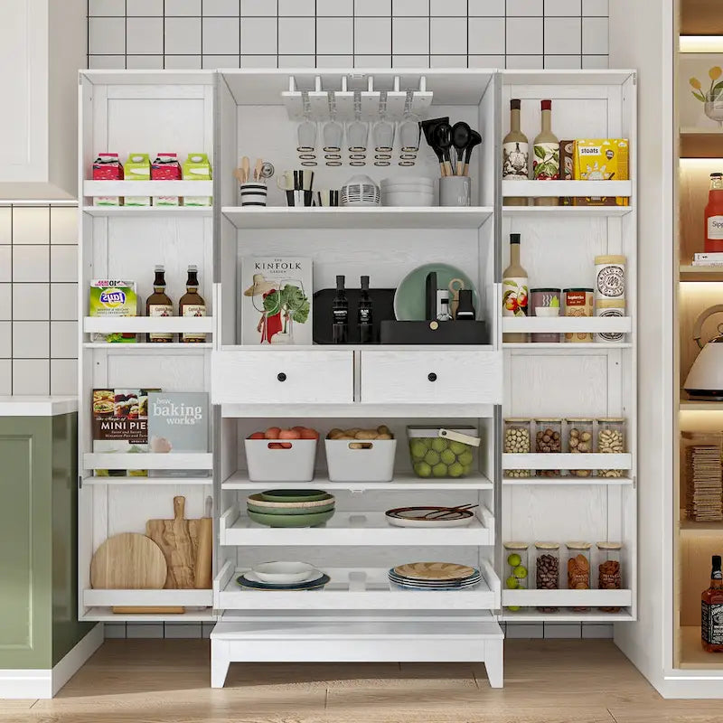 Mobile Cucina Multifunzione e Cantinetta Portabicchieri da Vino Dispensa