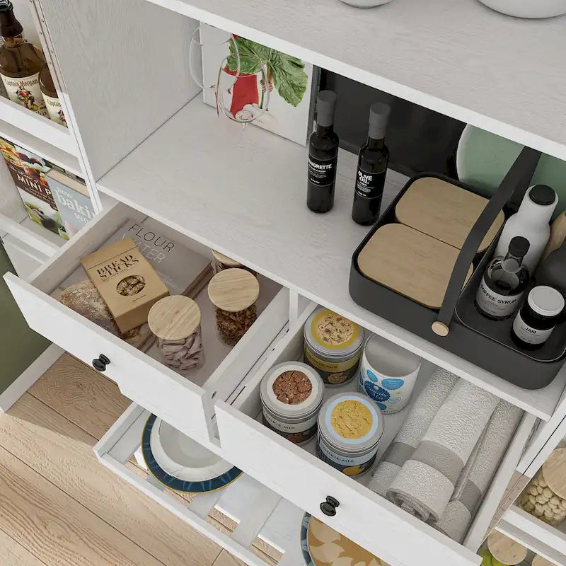 Mobile Cucina Multifunzione e Cantinetta Portabicchieri da Vino Dispensa