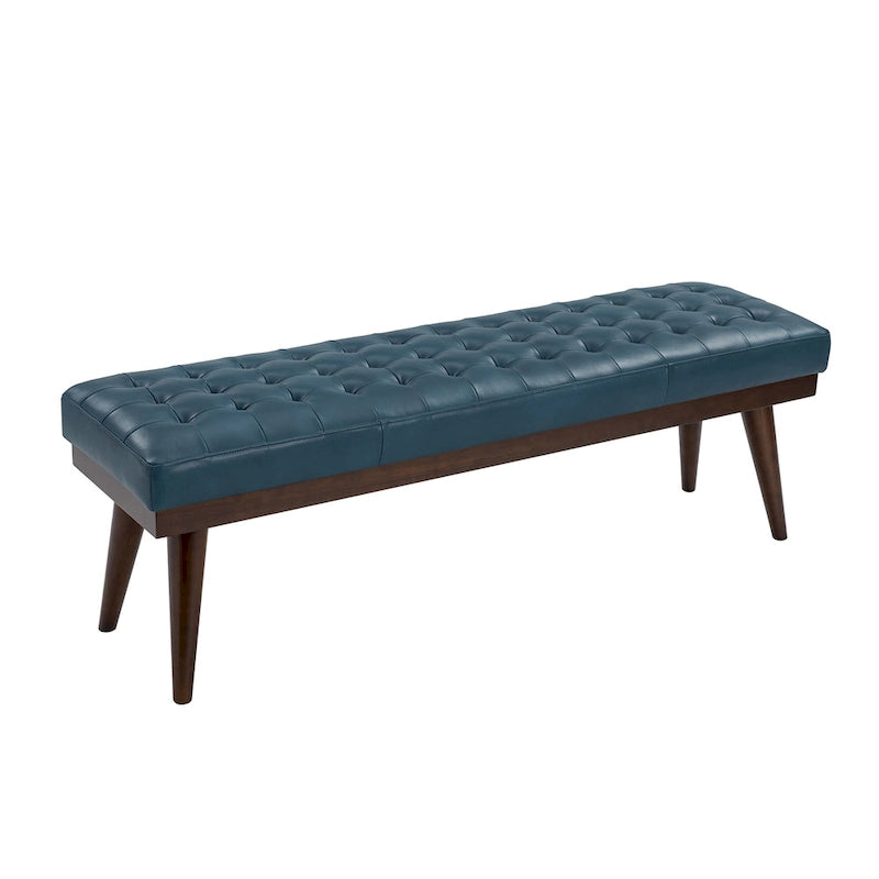 Panca Felisa moderna imbottita in vera pelle con base in legno massello di HULALA HOME