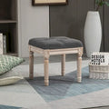 HOMCOM 15.75 Vintage Ottoman, Tufted Foot Stool with Upholstered Seat, Rustic Wood Legs for Bedroom, Living Room