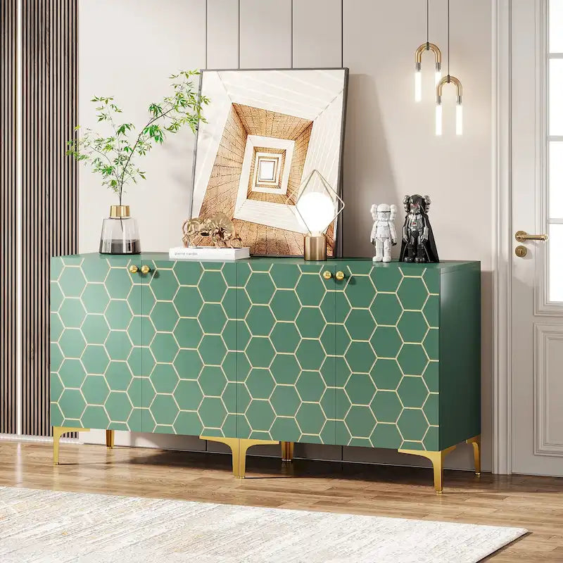 31.5 Armoire de rangement moderne avec accents pour salon cuisine (Lot de 2)