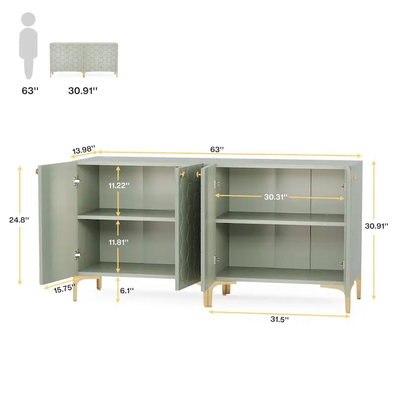 31.5 Mobiletto contenitore moderno per soggiorno e cucina (Set di 2)