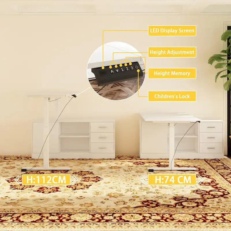 Scrivania Regolabile in Altezza Super Dimensioni con Sollevamento Elettrico - Piano da 160x80 cm