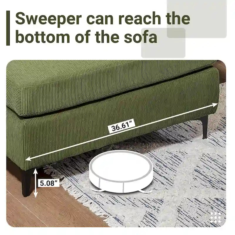 HOOOWOOO Modern Polyester Convertible Chaise Sofa with Metal Legs for Living Room