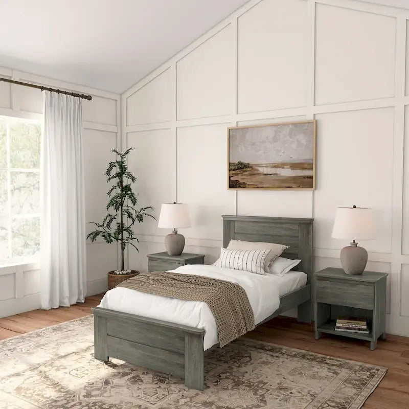 Plank and Beam Farmhouse Twin Bed with Panel Headboard