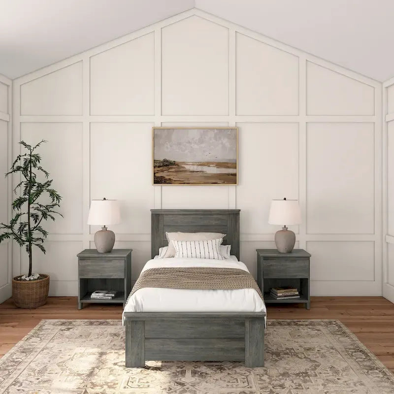 Plank and Beam Farmhouse Twin Bed with Panel Headboard