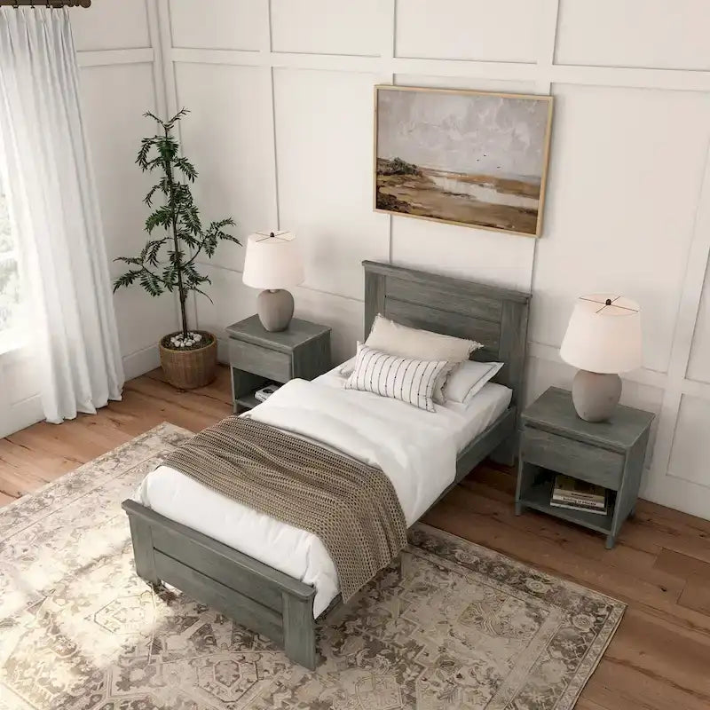 Plank and Beam Farmhouse Twin Bed with Panel Headboard