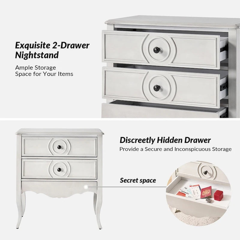 Comodino tradizionale Sidney a 3 cassetti con prese e USB integrate di HULALA HOME