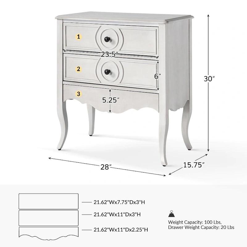 Comodino tradizionale Sidney a 3 cassetti con prese e USB integrate di HULALA HOME