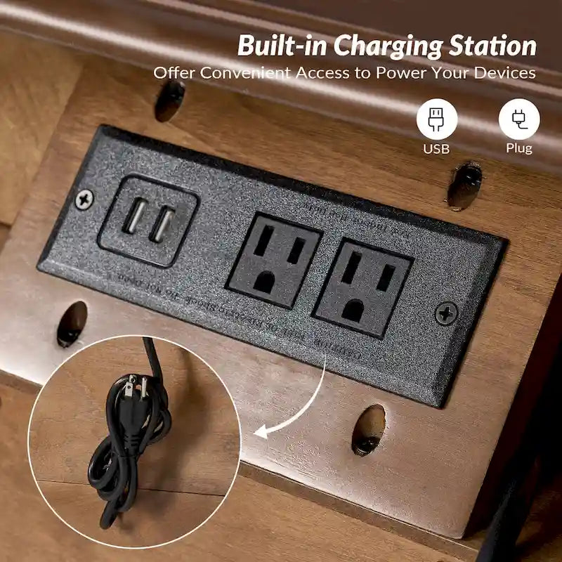 Comodino tradizionale Sidney a 3 cassetti con prese e USB integrate di HULALA HOME