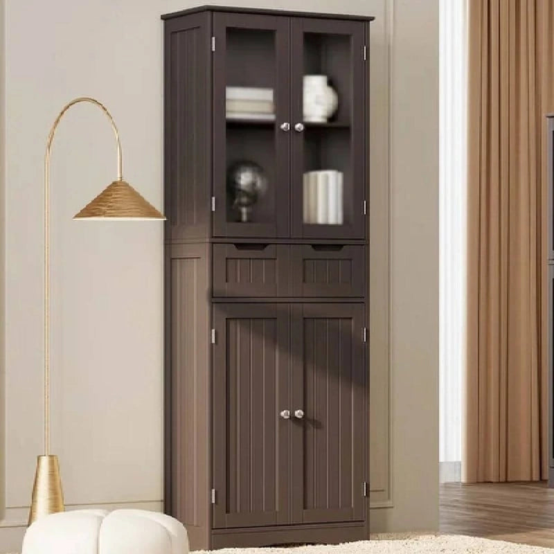 Mobile dispensa alto da cucina, armadietto contenitore autoportante, mobiletto bagno con ante