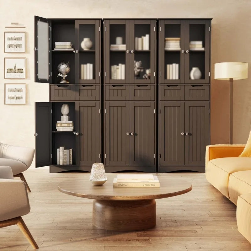 Mobile dispensa alto da cucina, armadietto contenitore autoportante, mobiletto bagno con ante