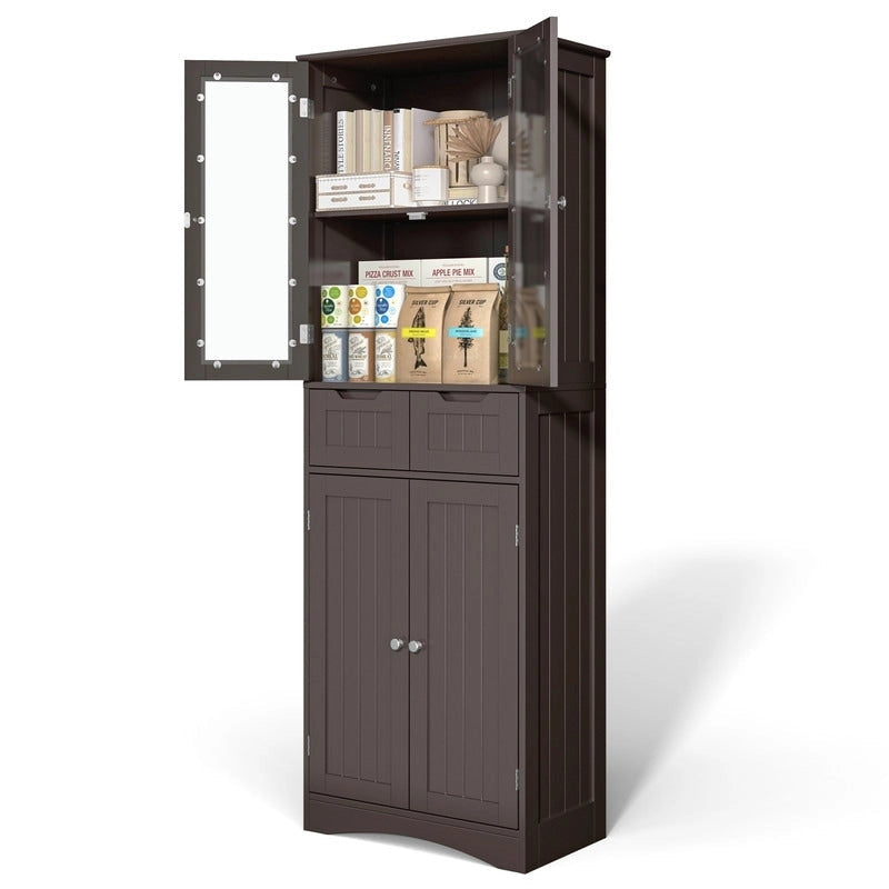 Mobile dispensa alto da cucina, armadietto contenitore autoportante, mobiletto bagno con ante