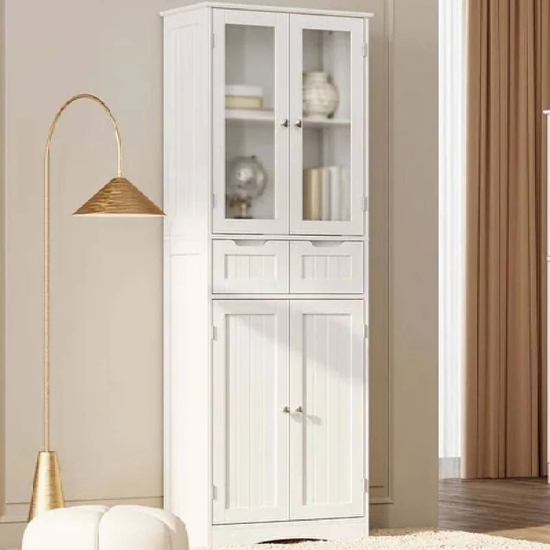 Mobile dispensa alto da cucina, armadietto contenitore autoportante, mobiletto bagno con ante