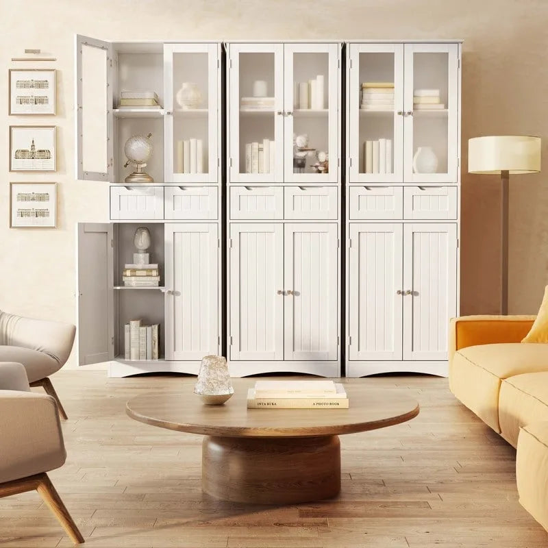 Mobile dispensa alto da cucina, armadietto contenitore autoportante, mobiletto bagno con ante
