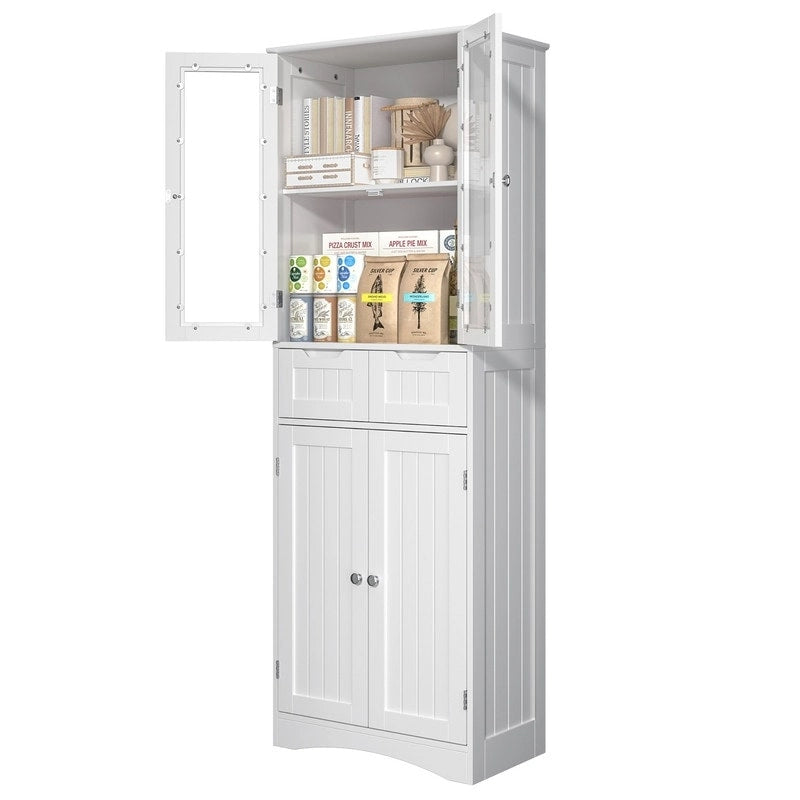 Mobile dispensa alto da cucina, armadietto contenitore autoportante, mobiletto bagno con ante