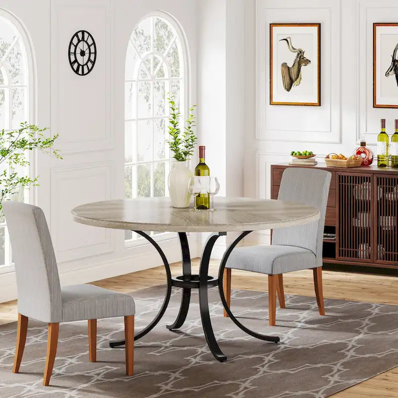 Tavolo da pranzo rotondo per 4-6 persone, tavolo da cucina rustico da 120 cm per sala da pranzo, soggiorno