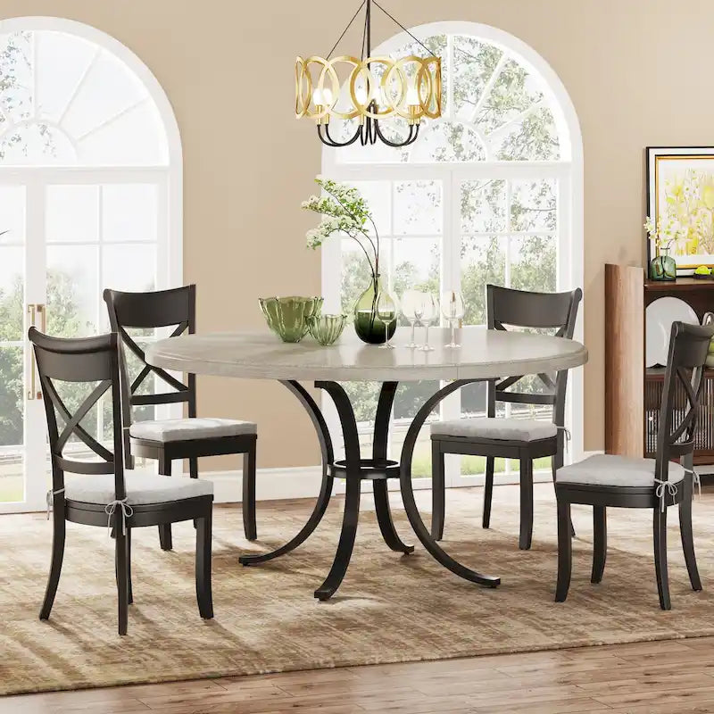 Tavolo da pranzo rotondo per 4-6 persone, tavolo da cucina rustico da 120 cm per sala da pranzo, soggiorno