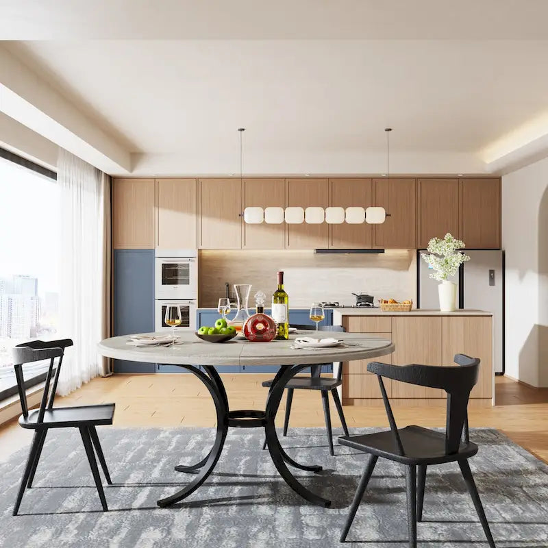 Tavolo da pranzo rotondo per 4-6 persone, tavolo da cucina rustico da 120 cm per sala da pranzo, soggiorno