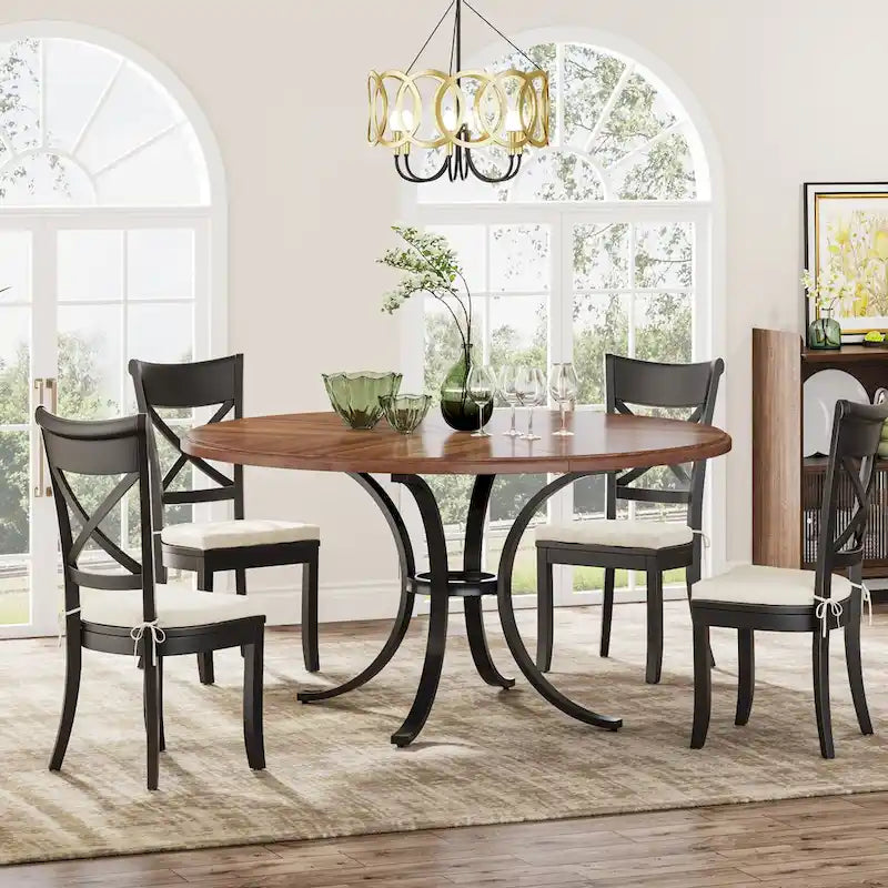 Tavolo da pranzo rotondo per 4-6 persone, tavolo da cucina rustico da 120 cm per sala da pranzo, soggiorno
