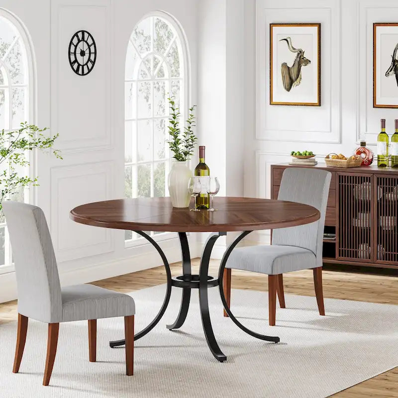 Tavolo da pranzo rotondo per 4-6 persone, tavolo da cucina rustico da 120 cm per sala da pranzo, soggiorno