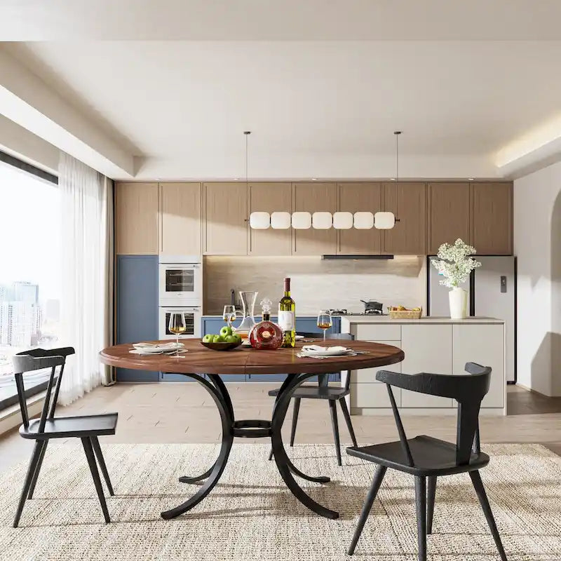 Tavolo da pranzo rotondo per 4-6 persone, tavolo da cucina rustico da 120 cm per sala da pranzo, soggiorno