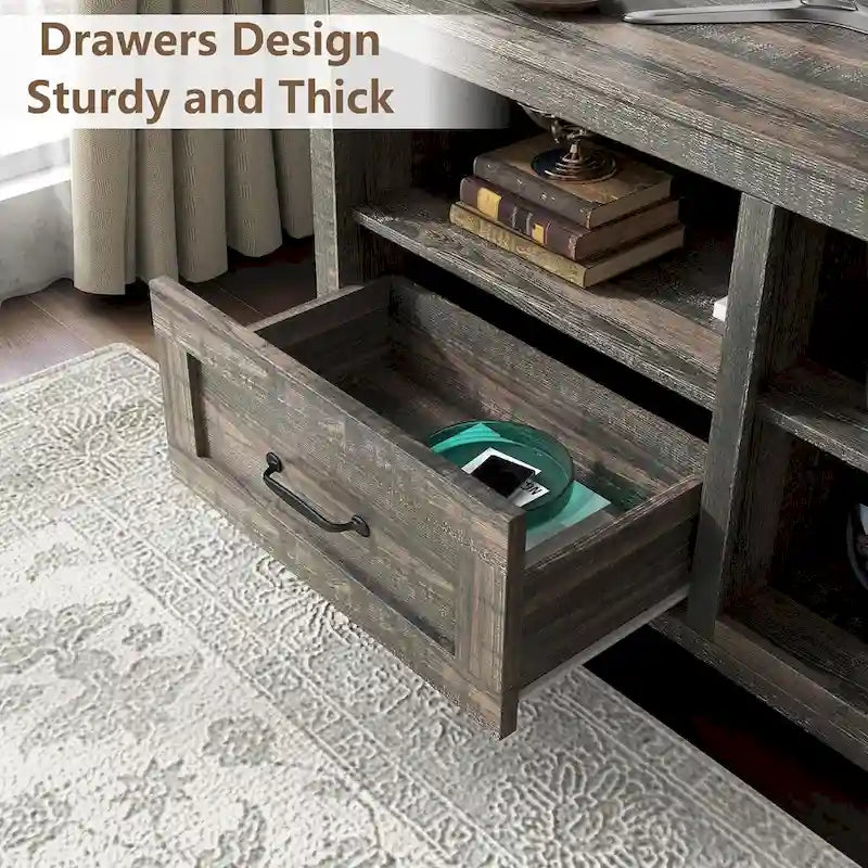 70 inch Farmhouse TV Stand with Storage 2 Drawers - M