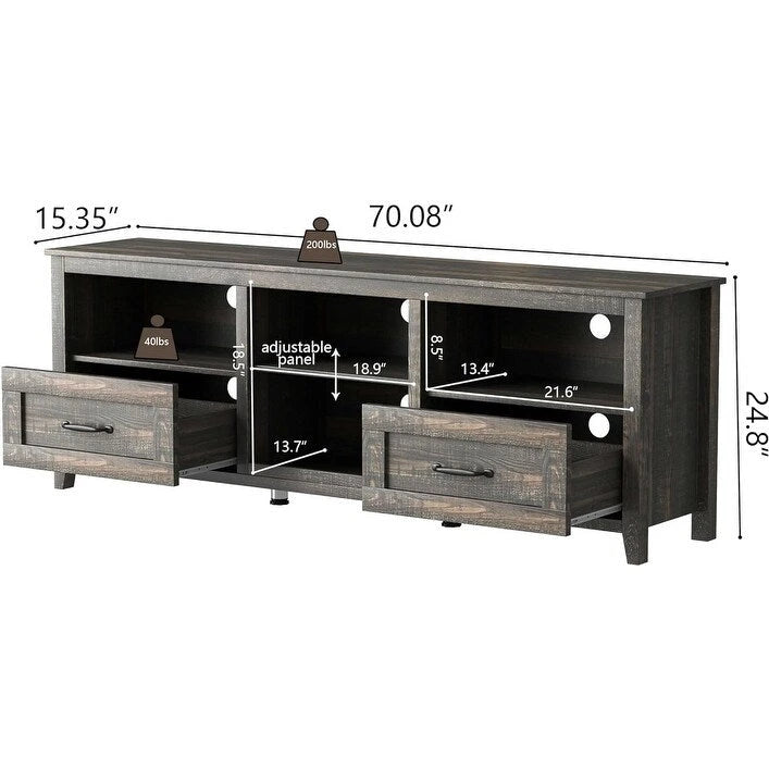 70 inch Farmhouse TV Stand with Storage 2 Drawers - M