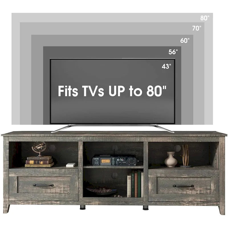 70 inch Farmhouse TV Stand with Storage 2 Drawers - M