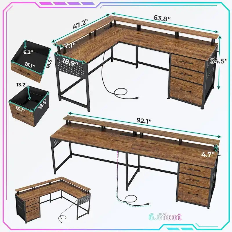 Scrivania a L da 63,8 pollici, scrivania da computer reversibile per gaming